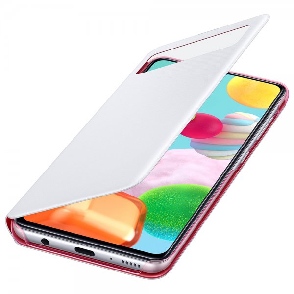 Samsung Original Galaxy A41 Cover Smart S View Wallet Cover Hvid
