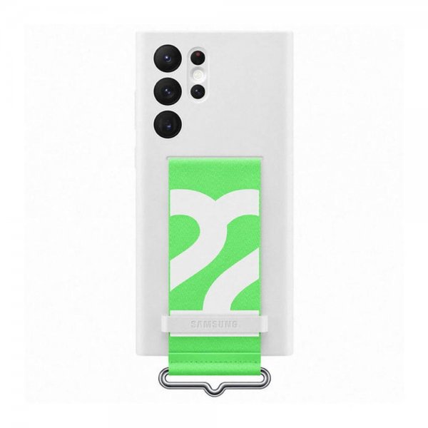 Samsung Original Galaxy S22 Ultra Cover Silikone Cover med Rem Hvid