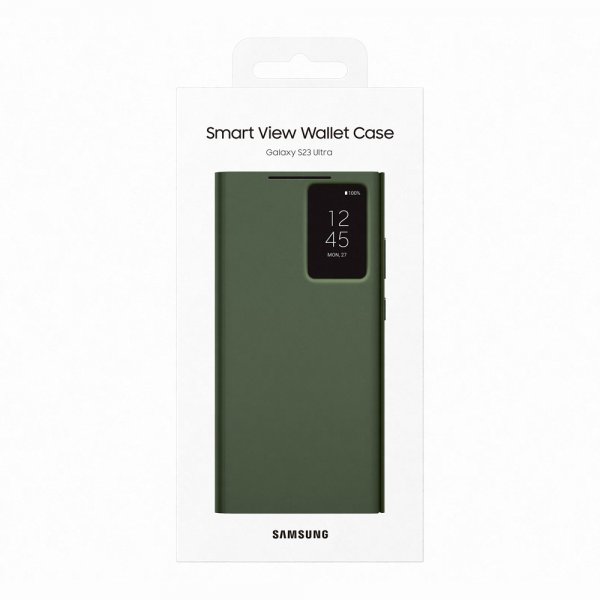 Samsung Original Galaxy S23 Ultra Cover Smart View Wallet Etui Khaki