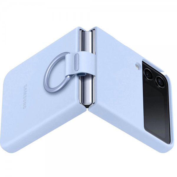 Samsung Original Galaxy Z Flip 4 Cover Silicone Cover med Ring Arctic Blue