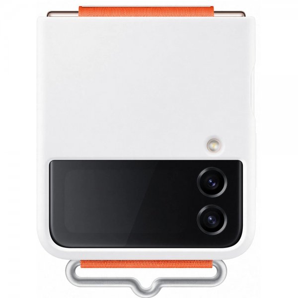 Samsung Original Galaxy Z Flip 4 Cover Silikone Cover med Rem Hvid
