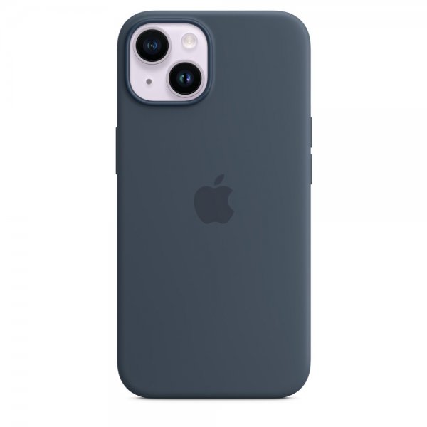Apple Original iPhone 14 Plus Cover Silikone Etui MagSafe Stormblå