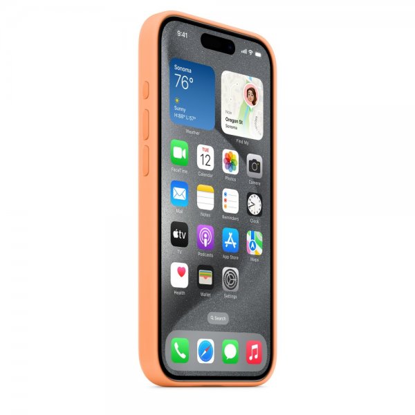 Apple Original iPhone 15 Pro Max Cover Silikone MagSafe Orange Sorbet