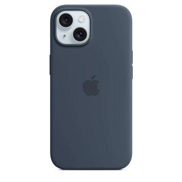 Apple Original iPhone 15 Cover Silikone MagSafe Stormblå