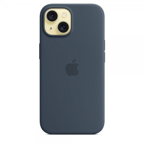 Apple Original iPhone 15 Cover Silikone MagSafe Stormblå