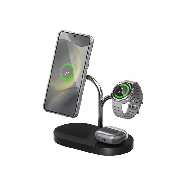 Samsung Original Trådløs Oplader 3i1 Trådløs Oplader Qi2 Magnetisk Sort