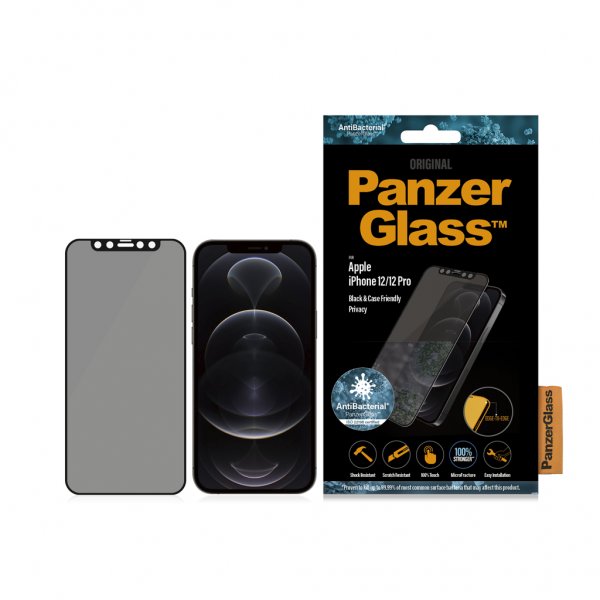 PanzerGlass iPhone 12/iPhone 12 Pro Skærmbeskyttelse Edge-to-Edge Privacy