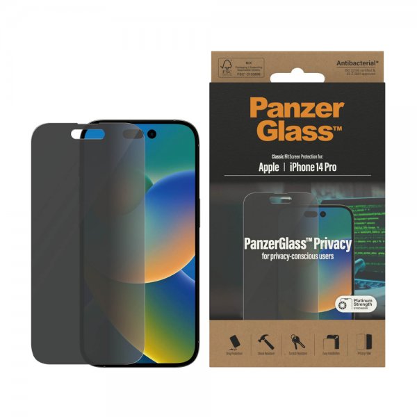 PanzerGlass iPhone 14 Pro Skærmbeskyttelse Classic Fit Privacy