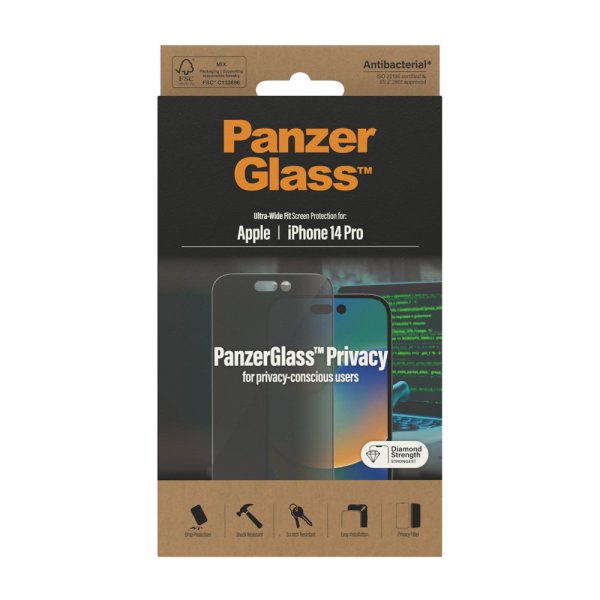 PanzerGlass iPhone 14 Pro Skærmbeskyttelse Ultra-Wide Fit Privacy