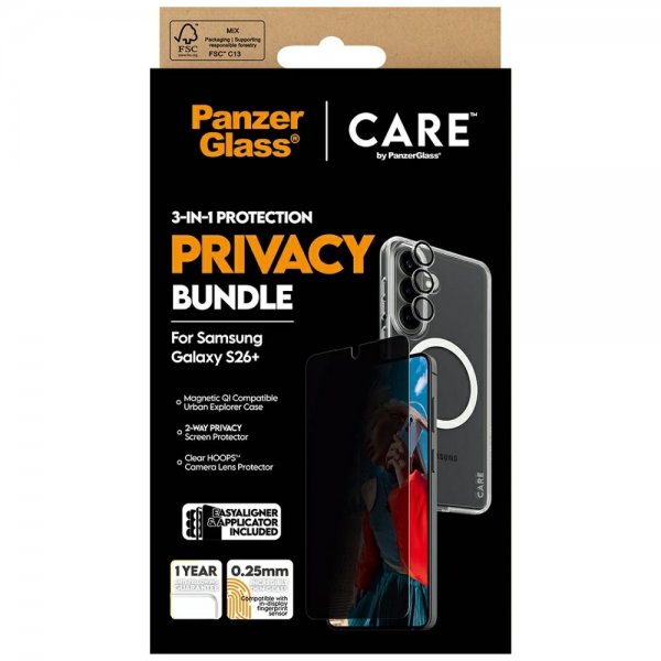 PanzerGlass Samsung Galaxy S26 Plus 3-i-1 Protection Privacy Bundle