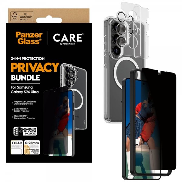 PanzerGlass Samsung Galaxy S26 Ultra 3-i-1 Protection Privacy Bundle