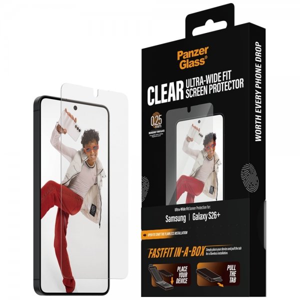 PanzerGlass Samsung Galaxy S26 Plus Skærmbeskyttelse Fastfit In-a-Box