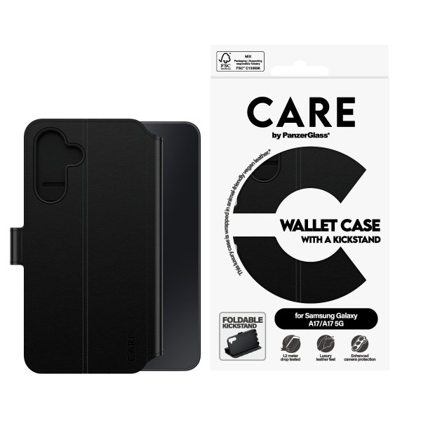 CARE by PanzerGlass Samsung Galaxy A17 Cover Wallet Kickstand Sort