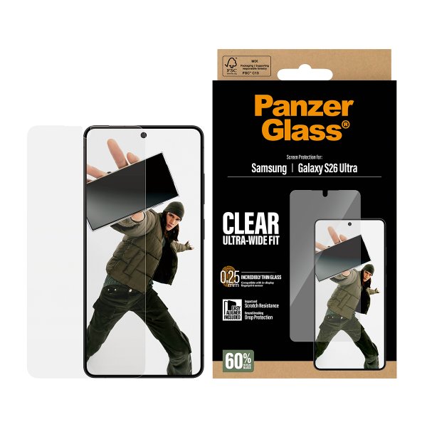 PanzerGlass Samsung Galaxy S26 Ultra Skærmbeskyttelse Ultra-Wide Fit EasyAligner