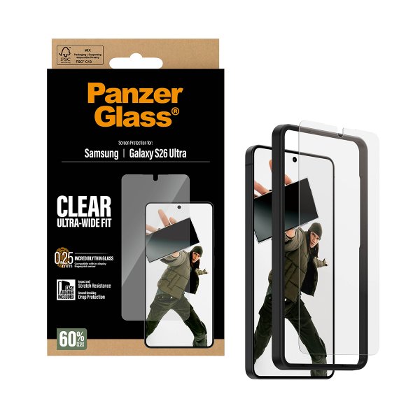 PanzerGlass Samsung Galaxy S26 Ultra Skærmbeskyttelse Ultra-Wide Fit EasyAligner