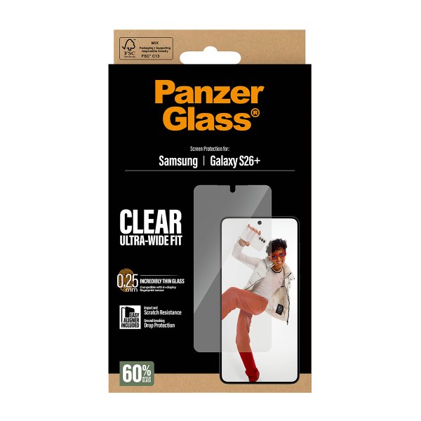 PanzerGlass Samsung Galaxy S26 Plus Skærmbeskyttelse Ultra-Wide Fit EasyAligner