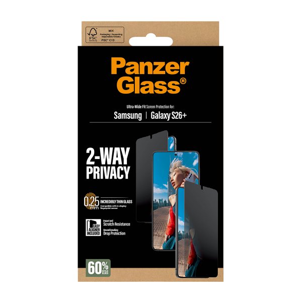PanzerGlass Samsung Galaxy S26 Plus Skærmbeskyttelse Ultra-Wide Fit Privacy EasyAligner