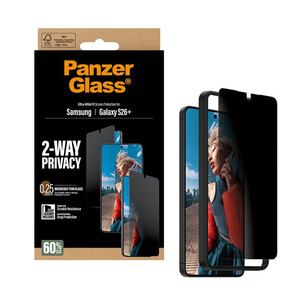 PanzerGlass Samsung Galaxy S26 Plus Skærmbeskyttelse Ultra-Wide Fit Privacy EasyAligner