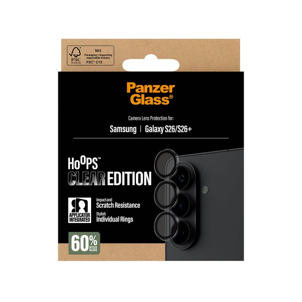PanzerGlass Samsung Galaxy S26/S26 Plus Kamera Beskyttelse Hoops Transparent