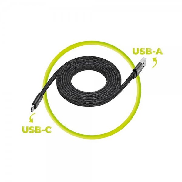 Mobile Origin Flad Kabel Magnetisk USB-A til USB-C 1m Sort
