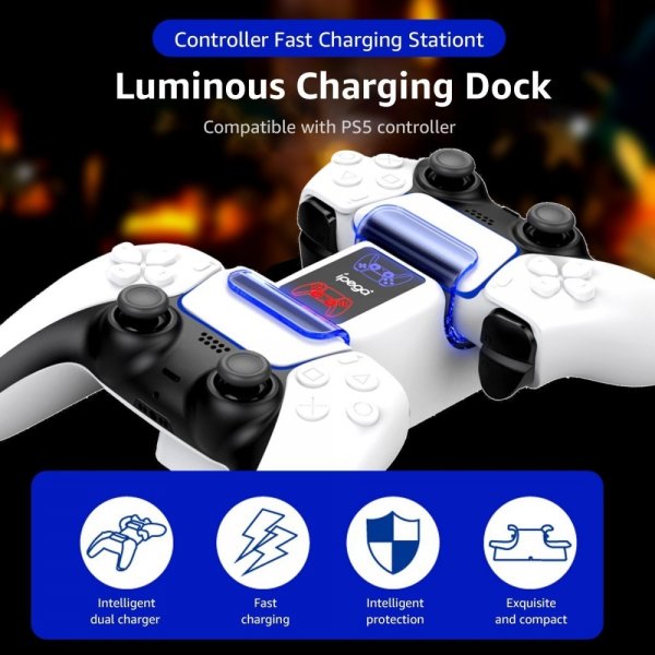 Ipega PlayStation 5 Controller Dobbelt Ladestation
