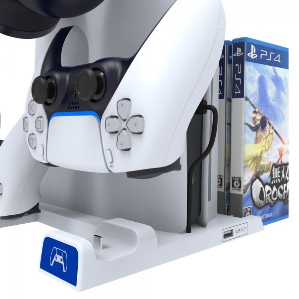 Ipega PS5/PS5 Slim Dockingstation Køleblæser Kontrolopladning Spilopbevaring