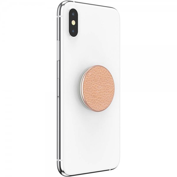 Popsockets PopGrip Premium Pebbled Vegansk Læder Rosaguld