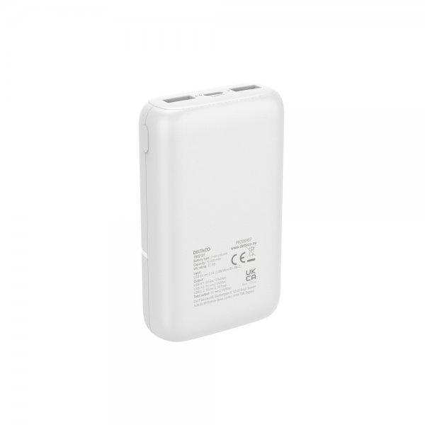 Deltaco Powerbank 10 000 mAh Hvid