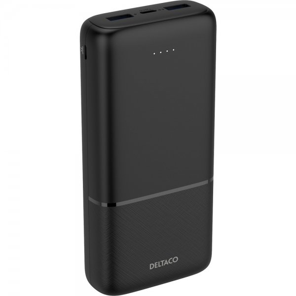 Deltaco Powerbank 20 000 mAh Hurtig opladning 20W Sort