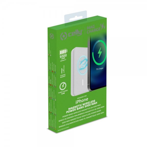 Celly Powerbank Magnetic trådløs powerbank 5000 mAh MagSafe