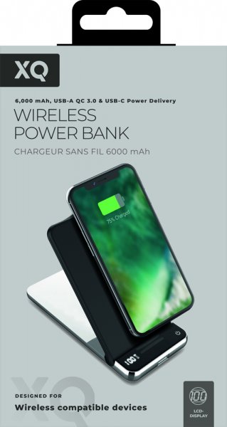 Xqisit Powerbank med Trådløs Opladning Sort