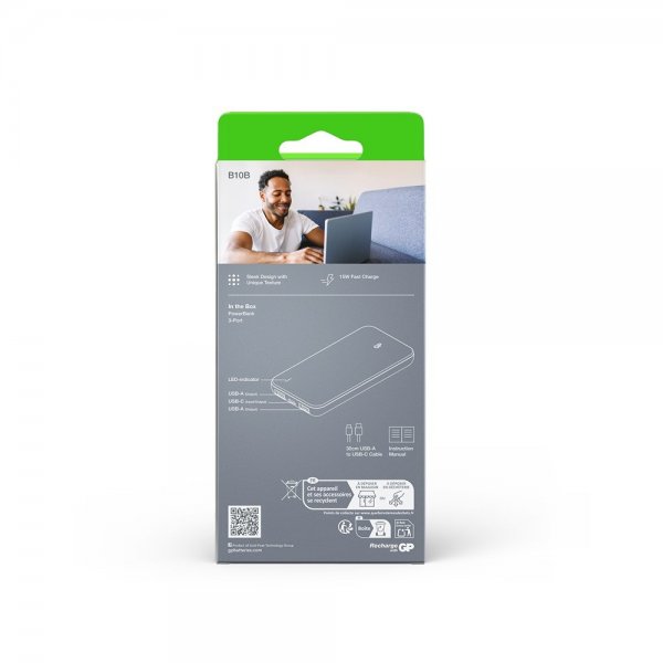 GP Powerbank Plus 10 000 mAh Sort