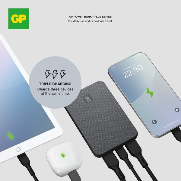 GP Powerbank Plus 5000 mAh Sort