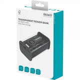 Deltaco Powerbank Transparent 10.000 mAh Hurtig Opladning Sort