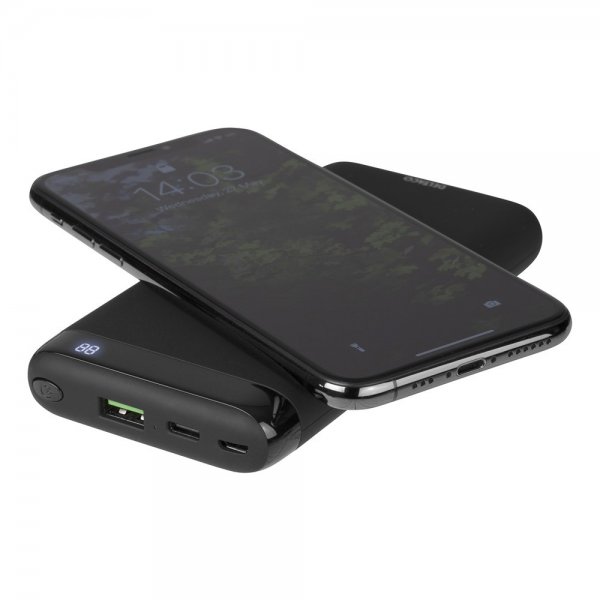 Deltaco Powerbank Wireless 10 000 mAh Sort