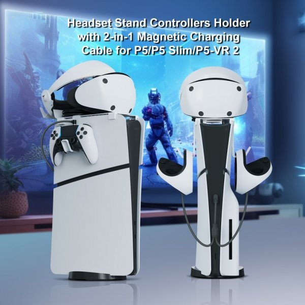 JYS PS5/PS5 Slim Ladestation til VR2/DualSense Controllere