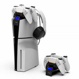 Ipega PS5 Slim Topmonteret Controller Oplader med Hovedtelefonholder