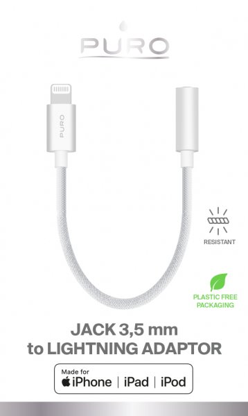 Puro Adapter Lightning til 3.5mm Hvid