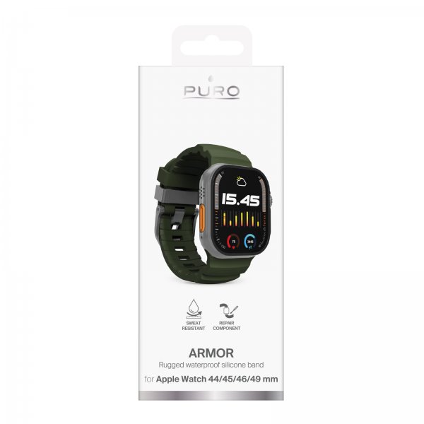 Puro Apple Watch 44/45/46/Ultra 49mm Armbånd Armor Grøn