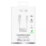 Puro Kabel Spiral Lightning til USB-A 1m Hvid