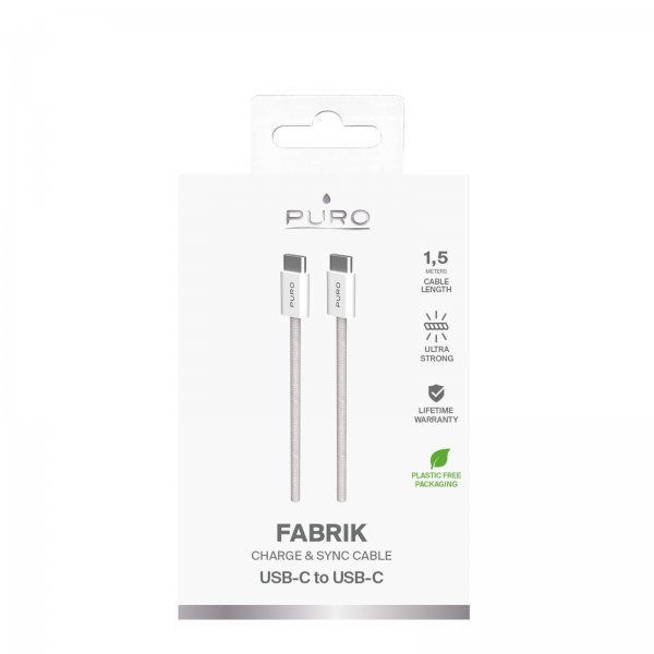Puro Kabel Fabrik 2.0 60W USB-C til USB-C 1.5m Sandshell