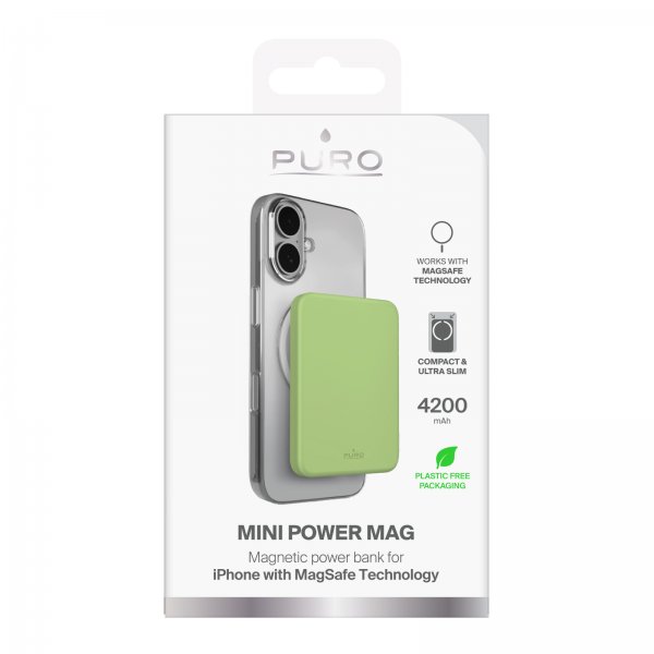 Puro MagSafe Powerbank Mini Power Mag Lysegrøn