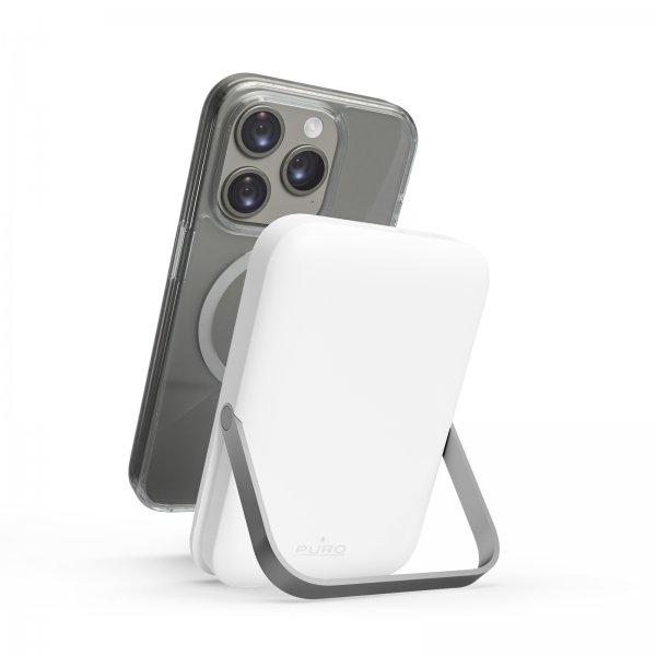Puro Powerbank Stand Power Mag 5000 mAh Hvid