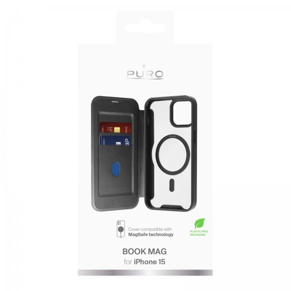 Puro iPhone 15 Book Mag Cover Sort