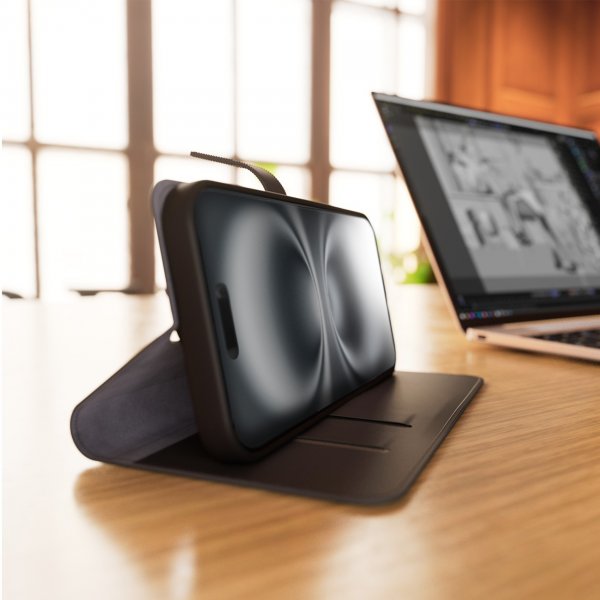 Puro iPhone 16 Pro Cover Wallet Stand Sort