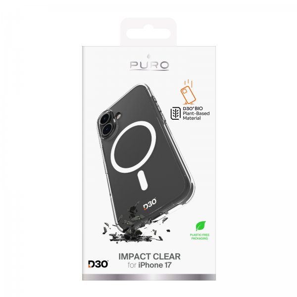 Puro iPhone 17 Cover Impact Clear D3O MagSafe Transparent
