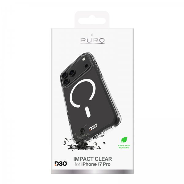 Puro iPhone 17 Pro Cover Impact Clear D3O MagSafe Gennemsigtig