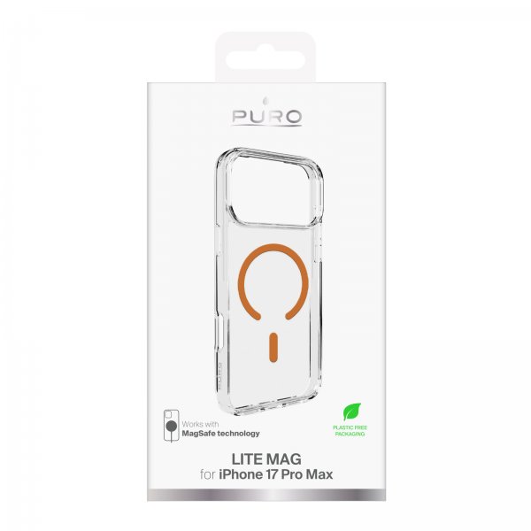 Puro iPhone 17 Pro Max Cover Lite Mag Transparent Orange