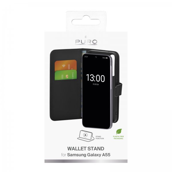 Puro Samsung Galaxy A55 Cover Wallet Stand Sort
