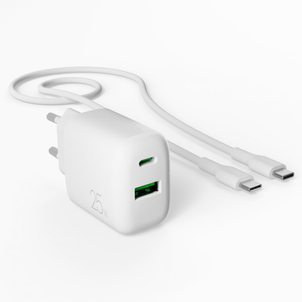 Puro Oplader med Kabel ProLite Kit USB-C 25W 1.2m Hvid